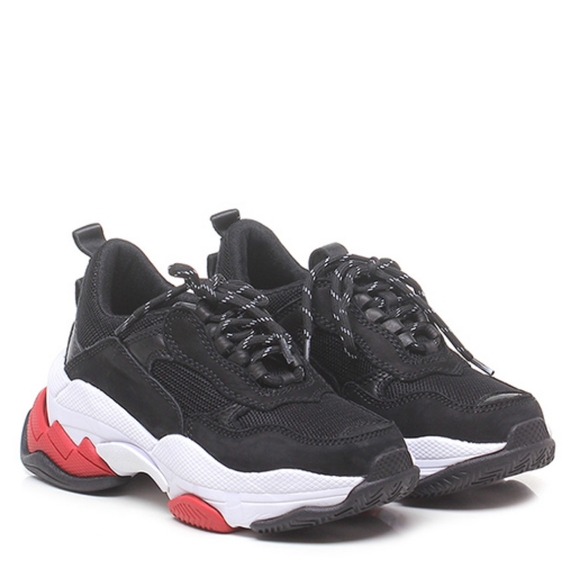 Jeffery Campbell Lo-Fi Chunky Sneakers Black White Red 6.5 - Picture 1 of 12